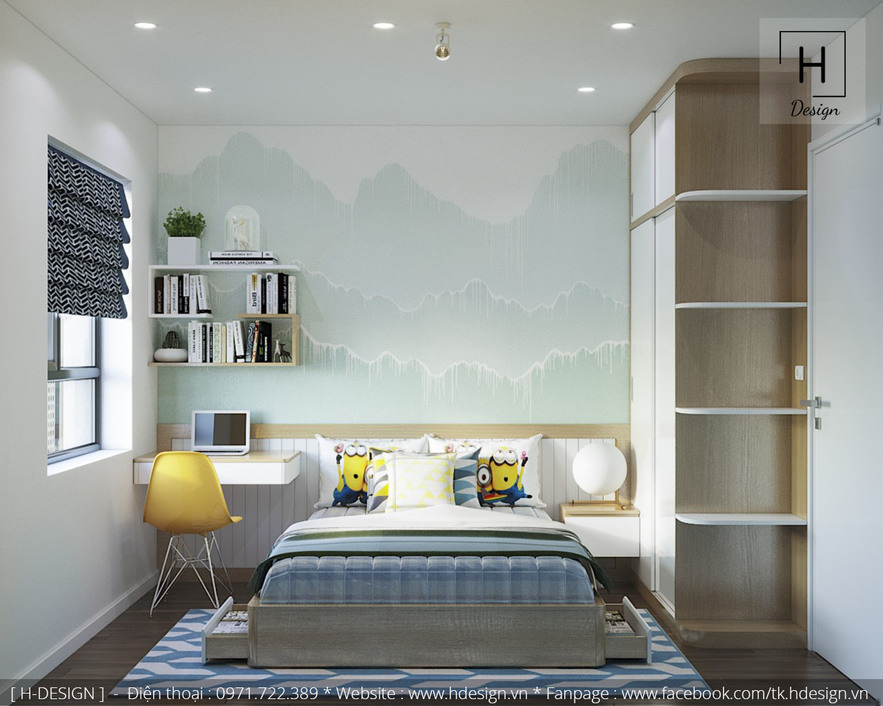Thiết kế thi công nội thất chung cư với không gian phòng ngủ hiện đại ấm áp 7
