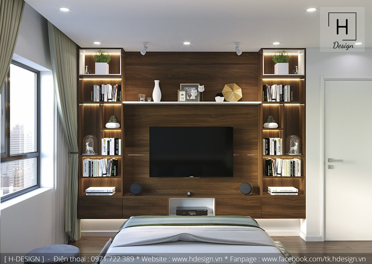 Thiết kế thi công nội thất chung cư với không gian phòng ngủ hiện đại ấm áp 2
