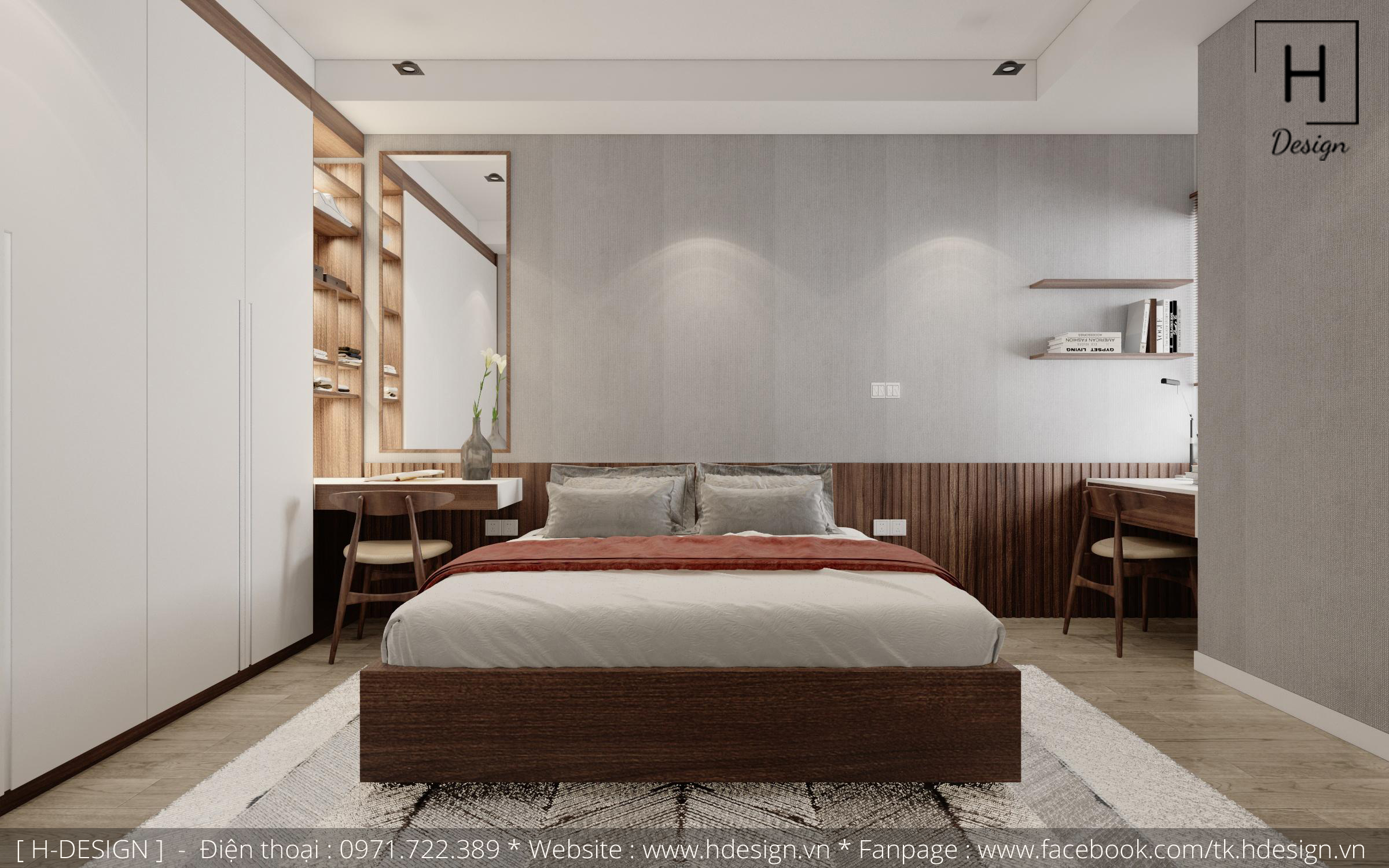 thiết kế nội thất chung cư đẹp H Design - không gian phòng ngủ 4